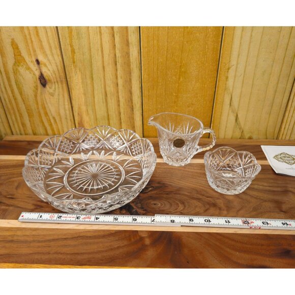 Vintage Godinger Crystal Serving Set With Bowl Creamer & Sugar Dish - Picture 6 of 12